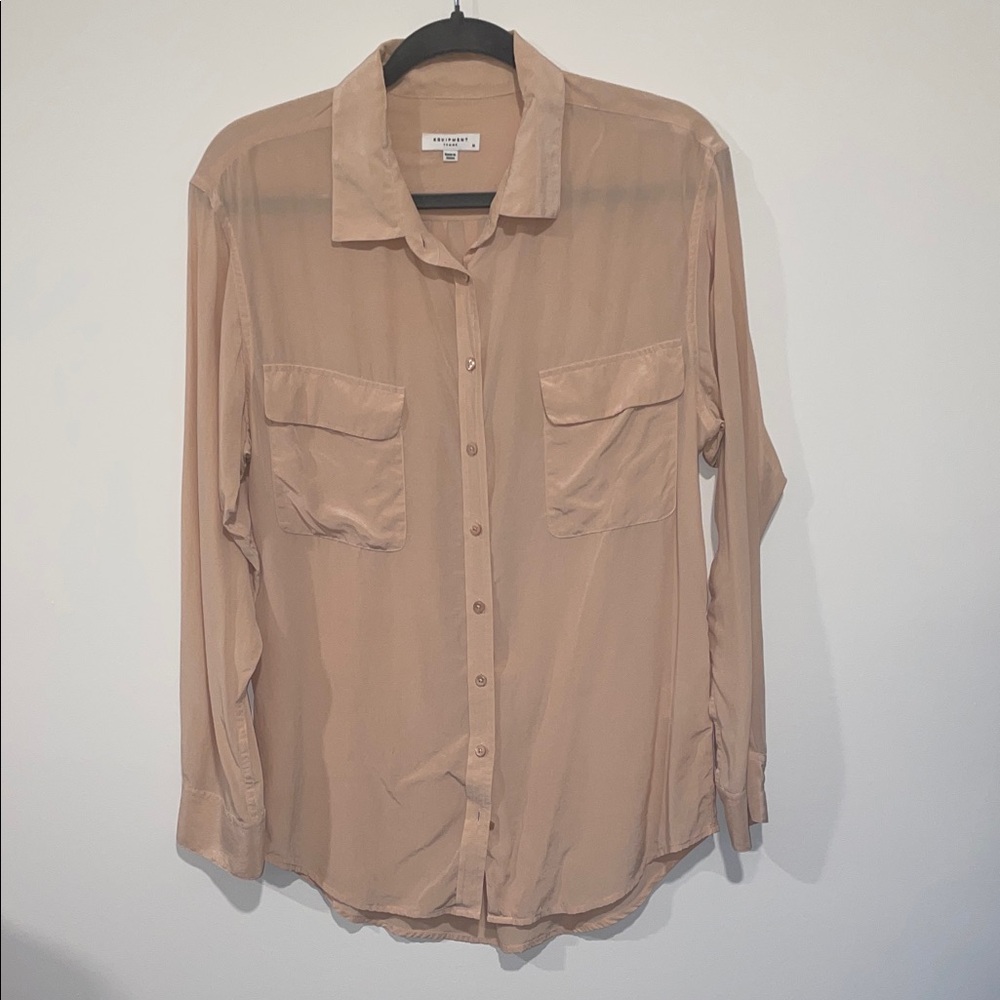 Equipment femme Cream collared Long Sleeve Shirt